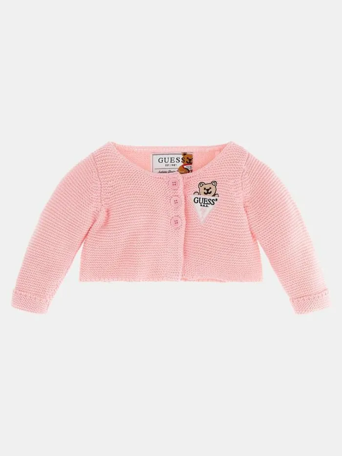 Kids Front Embroidery Cardigan Pink Guess Tops