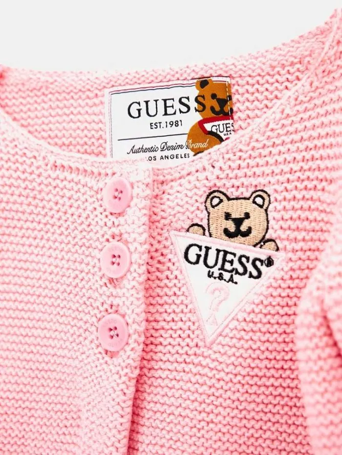 Kids Front Embroidery Cardigan Pink Guess Tops