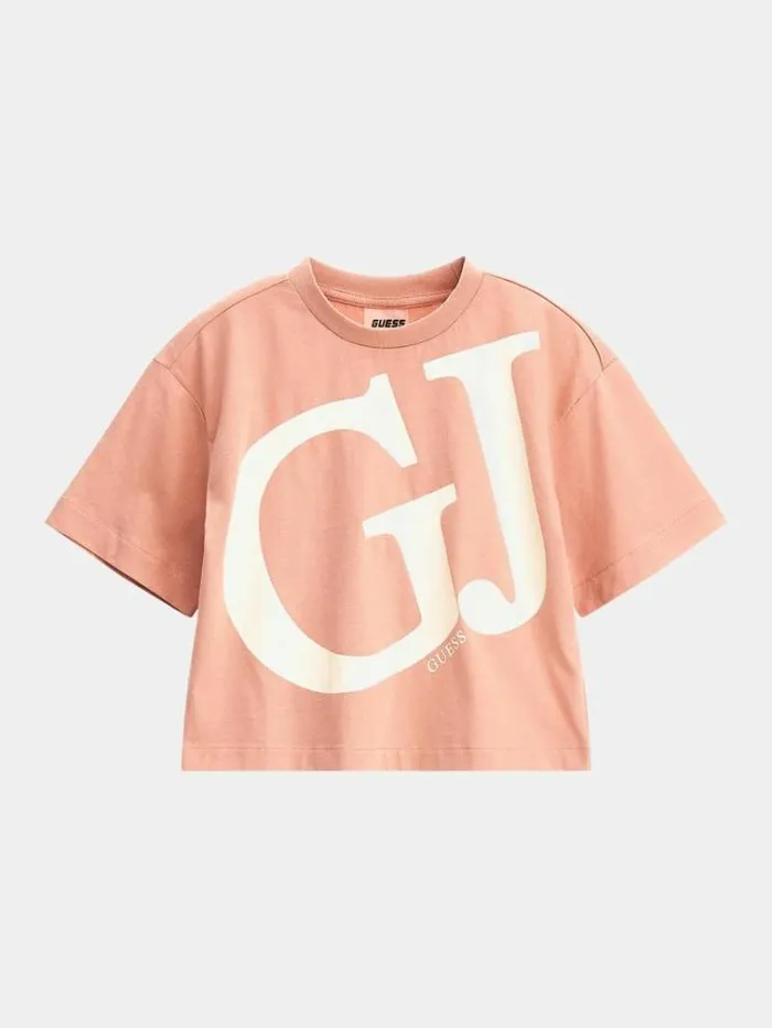 Kids Front Gj Logo Tshirt Pink Guess Tops And Tshirts