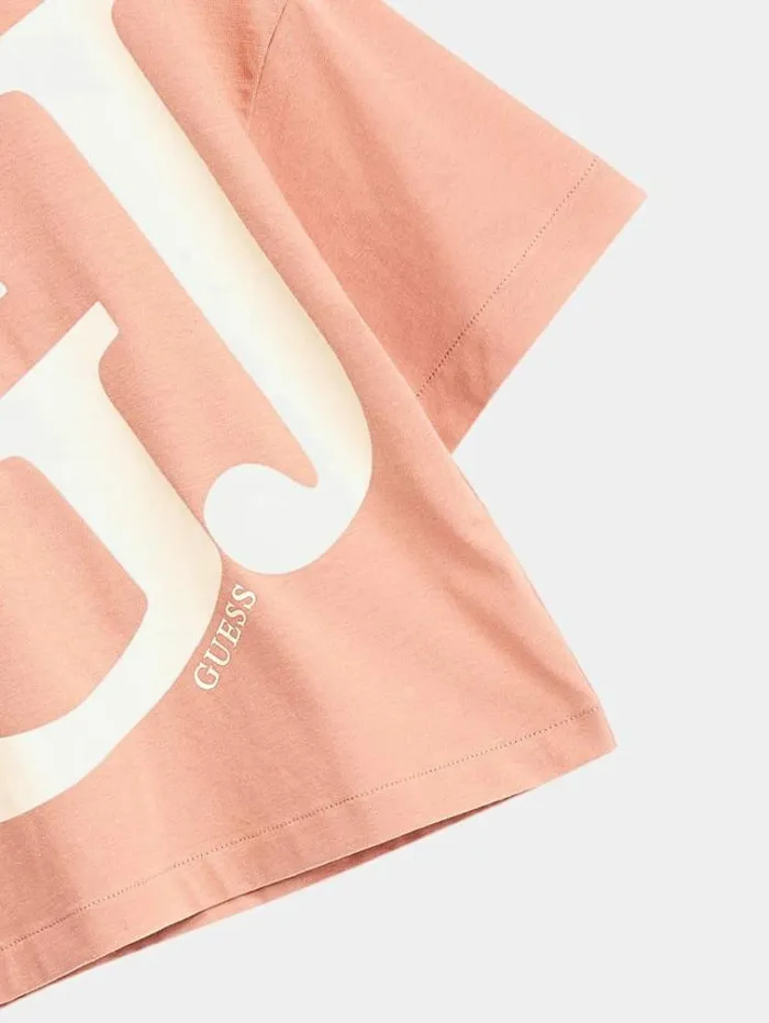 Kids Front Gj Logo Tshirt Pink Guess Tops And Tshirts