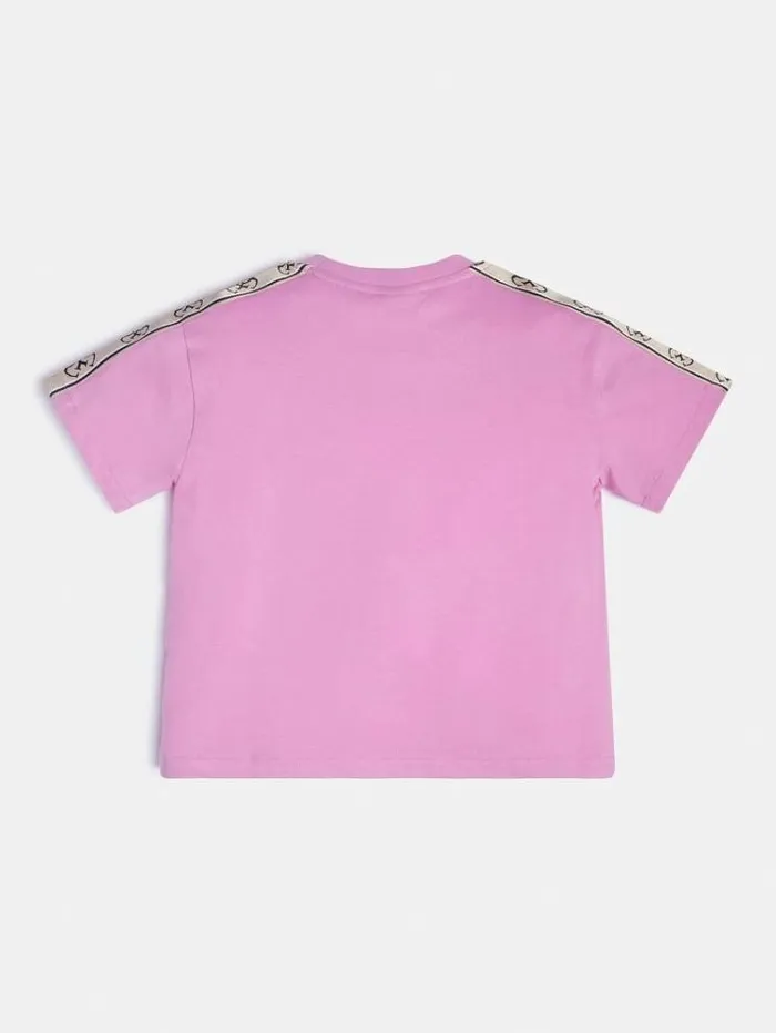 Kids Front Logo Crop Tshirt Pink Guess Tops And Tshirts