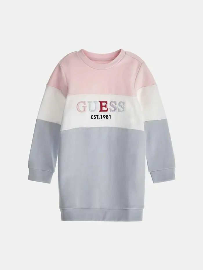 Kids Front Logo Embroidery Dress Multi Pink Guess Dresses
