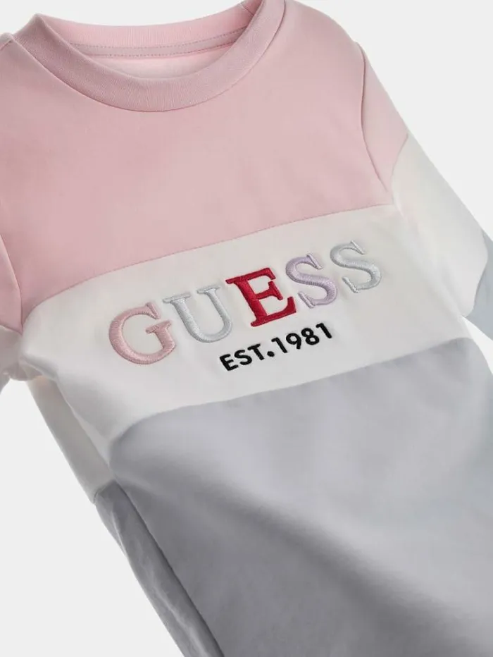 Kids Front Logo Embroidery Dress Multi Pink Guess Dresses