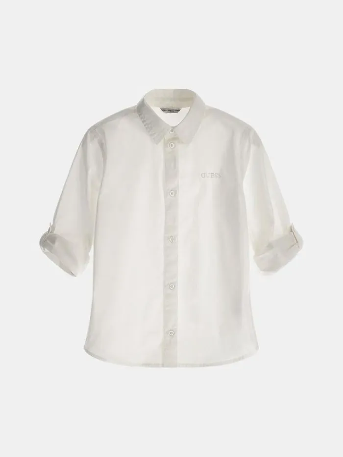 Kids Front Logo Embroidery Shirt White Guess Tops And Tshirts