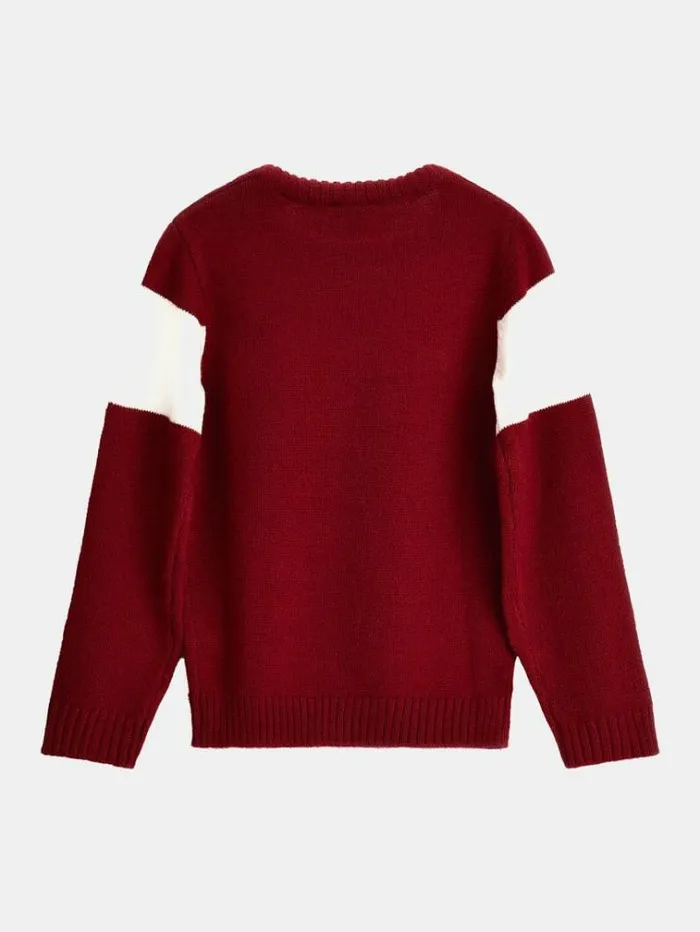 Kids Front Logo Embroidery Sweater Red Guess Knitwear And Sweatshirts