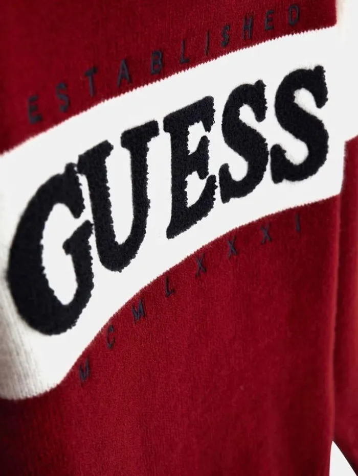 Kids Front Logo Embroidery Sweater Red Guess Knitwear And Sweatshirts