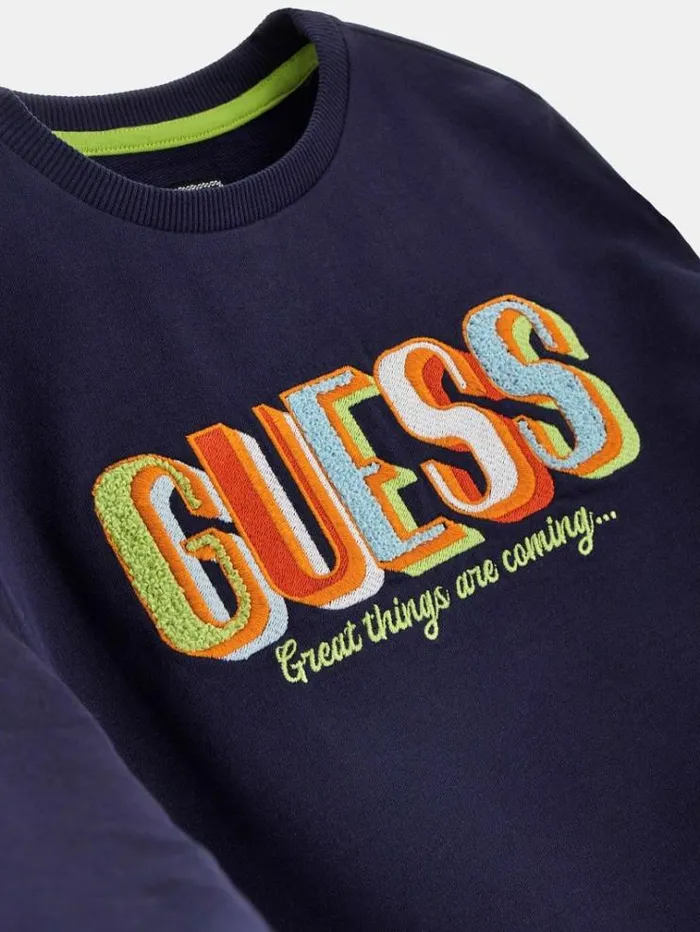 Kids Front Logo Embroidery Sweatshirt Blue Guess Knitwear And Sweatshirts