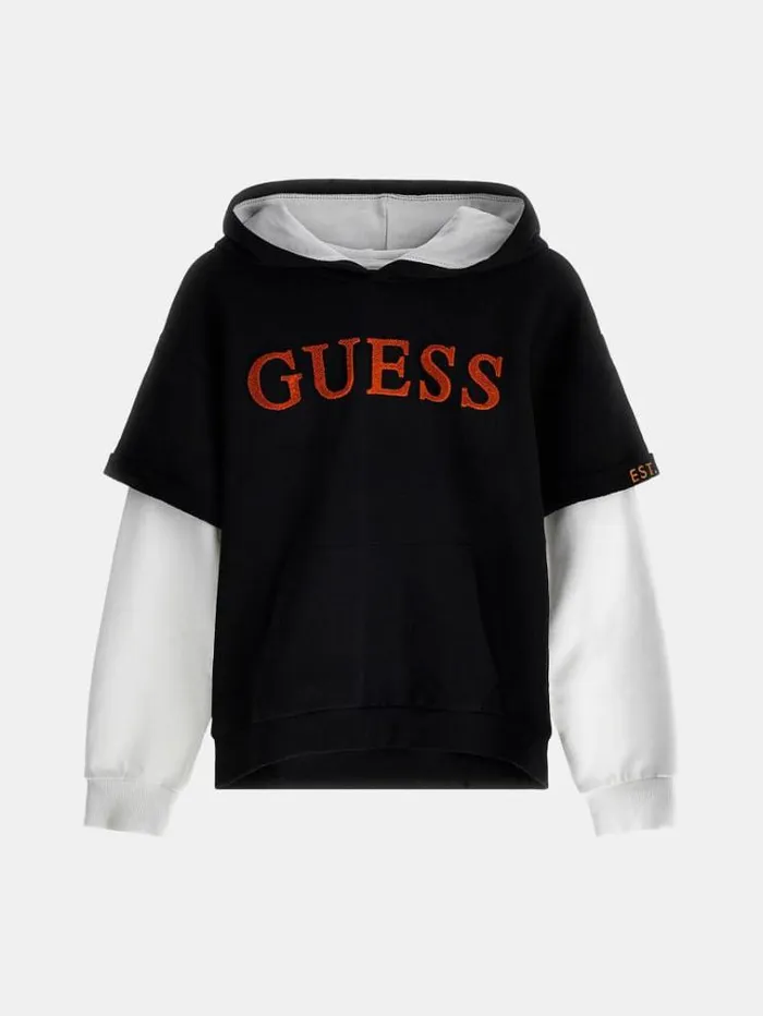 Kids Front Logo Patch Sweatshirt Black Guess Knitwear And Sweatshirts