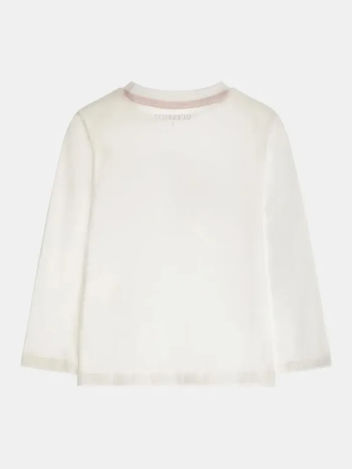 Kids Front Logo Patch Tshirt White Guess Tops And Tshirts