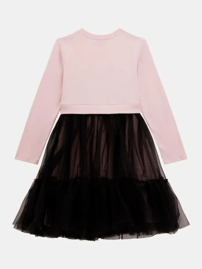 Kids Front Logo Print Dress Pink Guess Dresses