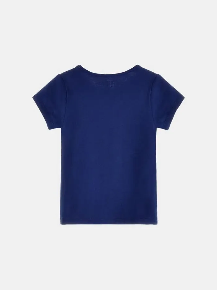 Kids Front Logo Print Tshirt Blue Guess Tops And Tshirts