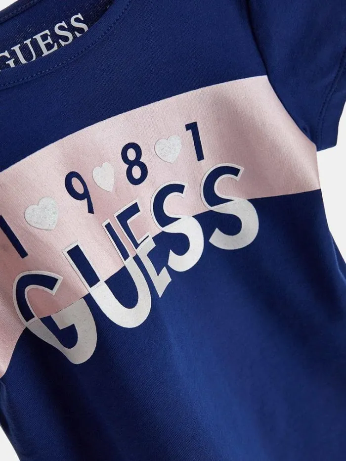 Kids Front Logo Print Tshirt Blue Guess Tops And Tshirts