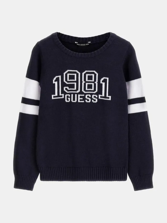 Kids Front Logo Sweater Blue Guess Knitwear And Sweatshirts