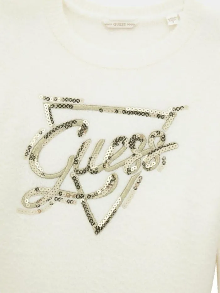 Kids Front Logo Sweater Dress Cream Guess Dresses