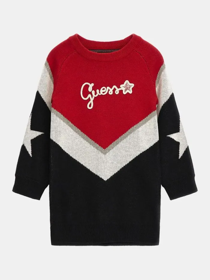 Kids Front Logo Sweater Dress Multicolor Pattern Guess Dresses