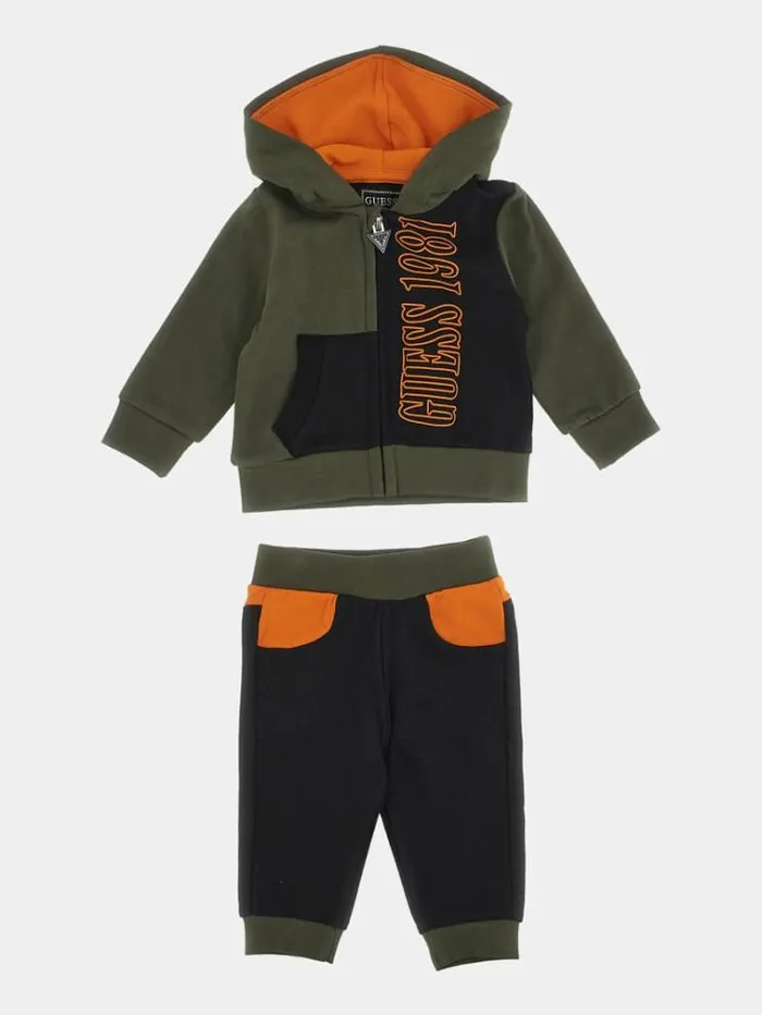 Kids Front Logo Sweatshirt And Pants Set Multicolor Pattern Guess Onepiece Suits And Sets