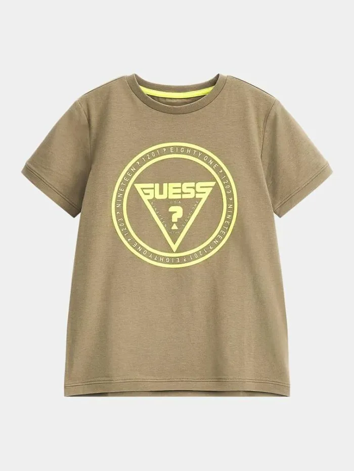 Kids Front Logo Tshirt Beige Guess Tops And Tshirts