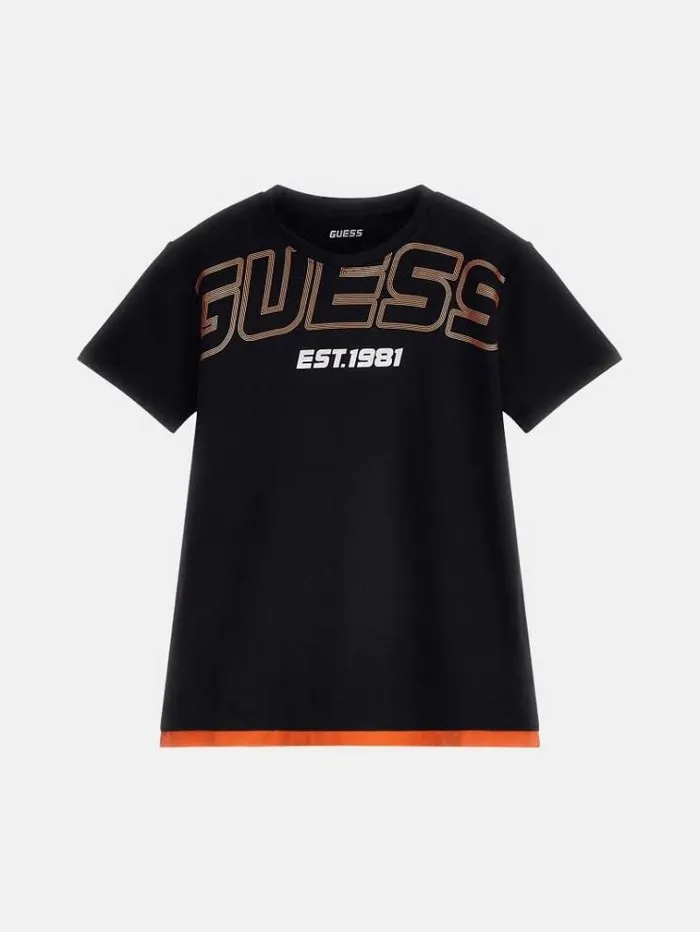 Kids Front Logo Tshirt Black Guess Tops And Tshirts