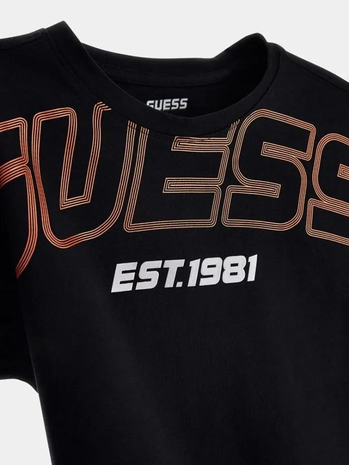 Kids Front Logo Tshirt Black Guess Tops And Tshirts