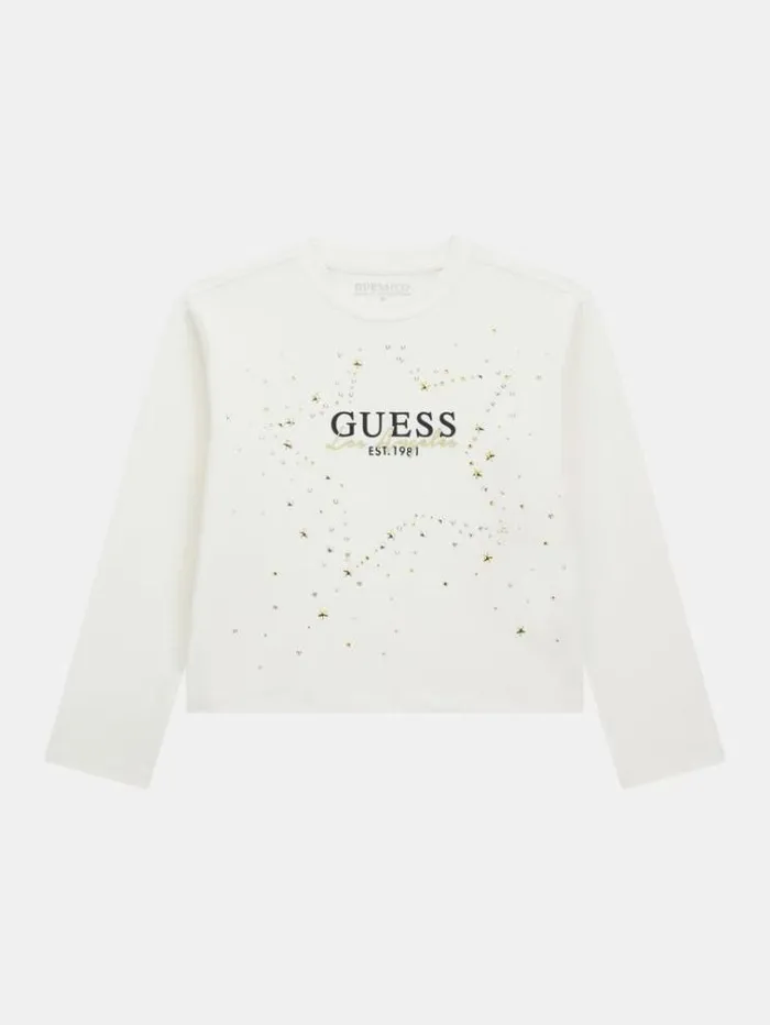 Kids Front Logo Tshirt Cream Guess Tops And Tshirts