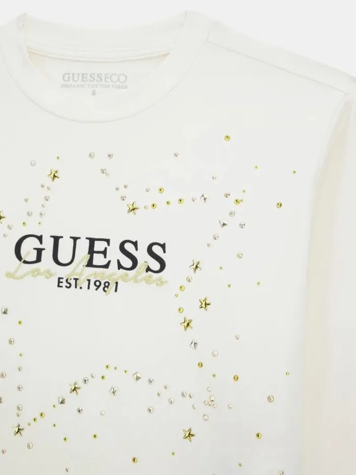 Kids Front Logo Tshirt Cream Guess Tops And Tshirts