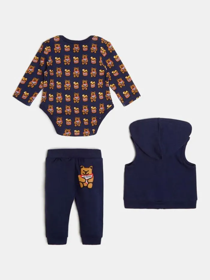 Kids Front Logo Vest Body And Pant Blue Guess Onepiece Suits And Sets
