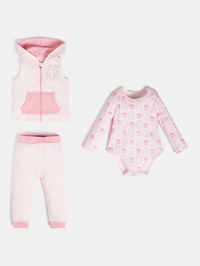 Kids Front Logo Vest Body And Pant Light Pink Guess Onepiece Suits And Sets