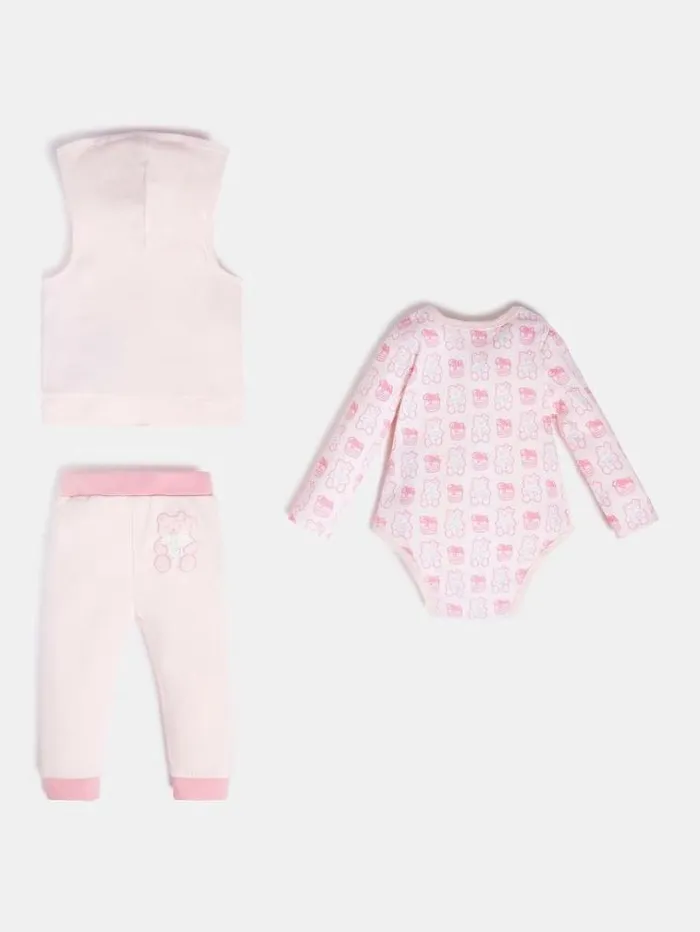 Kids Front Logo Vest Body And Pant Light Pink Guess Onepiece Suits And Sets