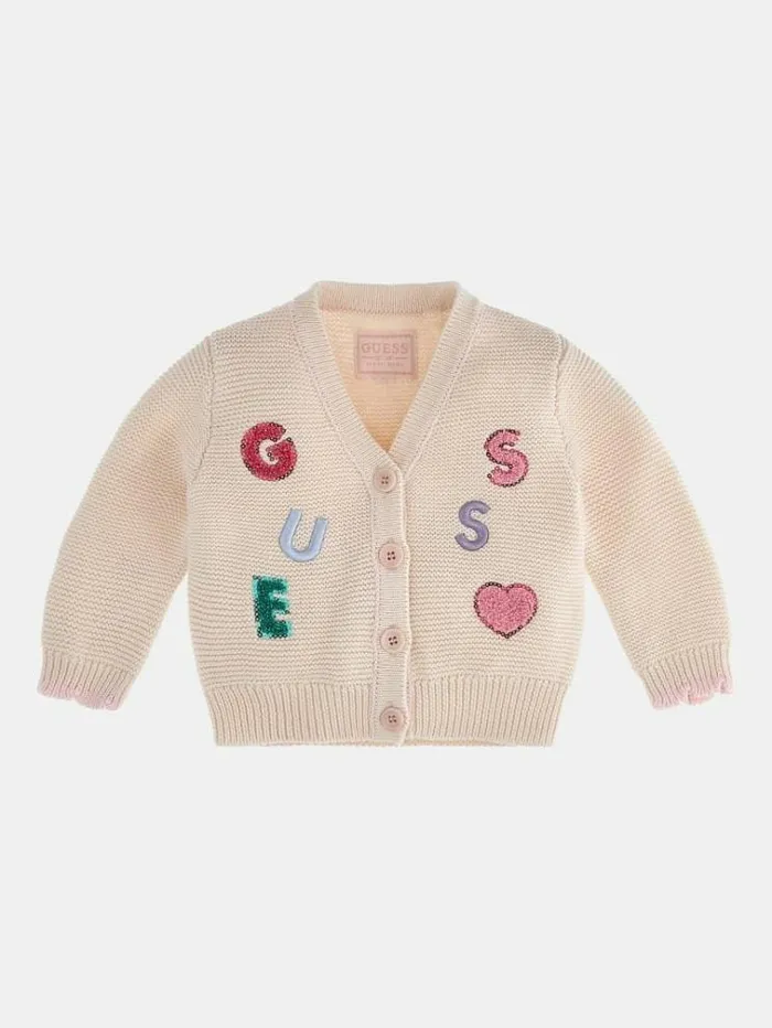Kids Front Patch Cardigan Multi Pink Guess Tops