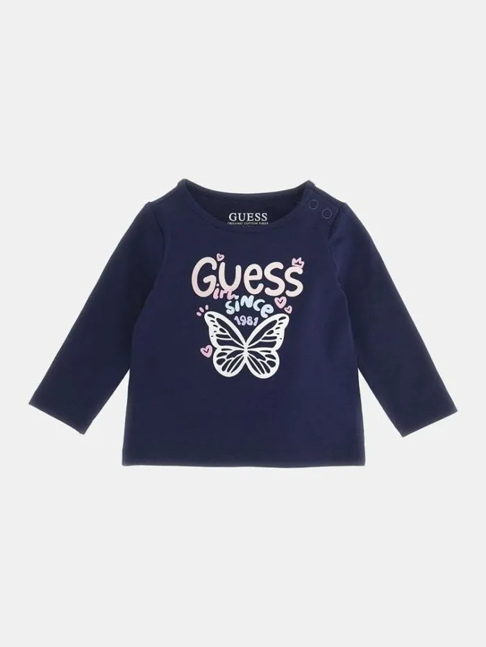 Kids Front Print Tshirt Blue Guess Tops And Tshirts