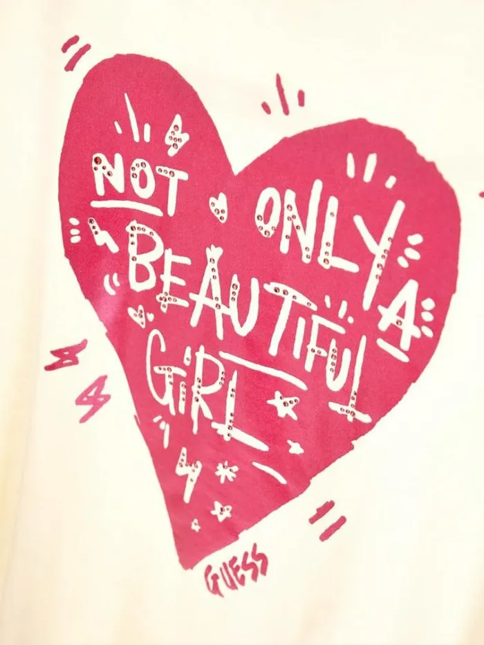 Kids Front Print Tshirt Cream Guess Tops And Tshirts