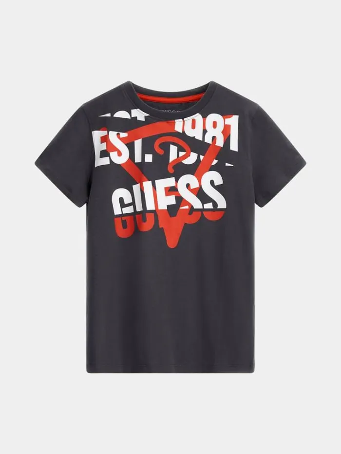 Kids Front Print Tshirt Dark Grey Guess Tops And Tshirts