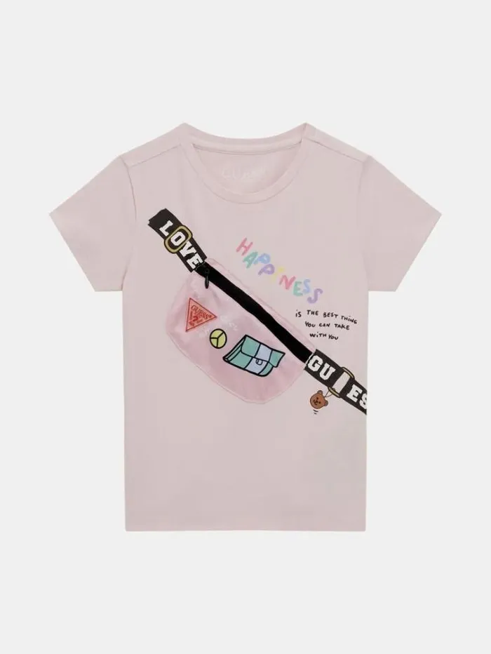 Kids Front Print Tshirt Pink Guess Tops And Tshirts