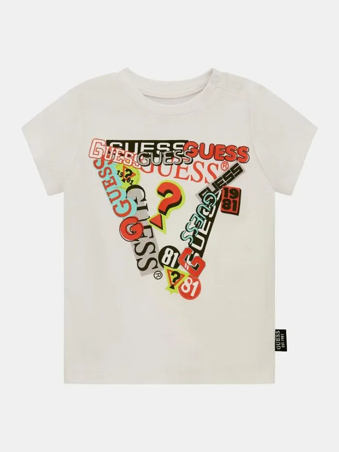 Kids Front Print Tshirt White Guess Tops