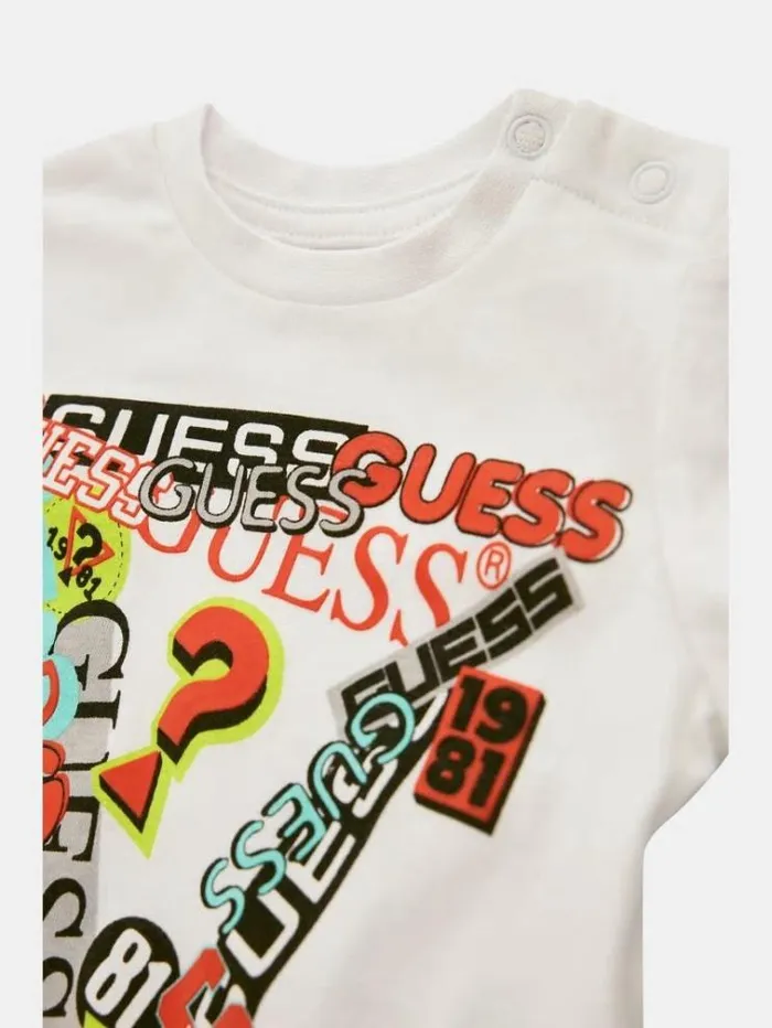 Kids Front Print Tshirt White Guess Tops