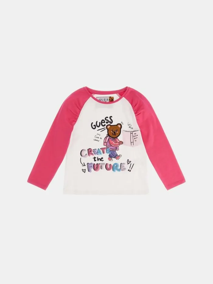 Kids Front Print Tshirt White Guess Tops And Tshirts