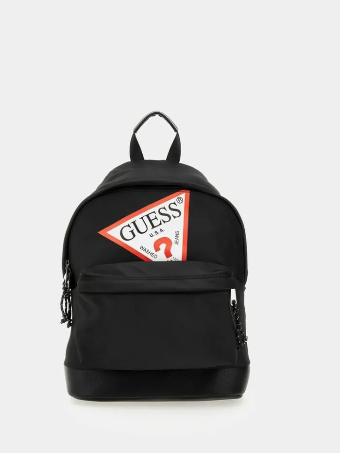 Kids Front Triangle Logo Backpack Black Guess Bags And Accessories