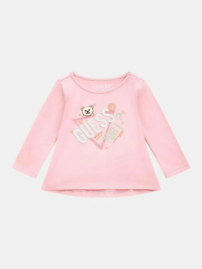 Kids Front Triangle Logo Tshirt Multi Pink Guess Tops