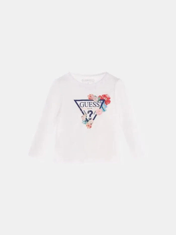 Kids Front Triangle Logo Tshirt White Guess Tops And Tshirts