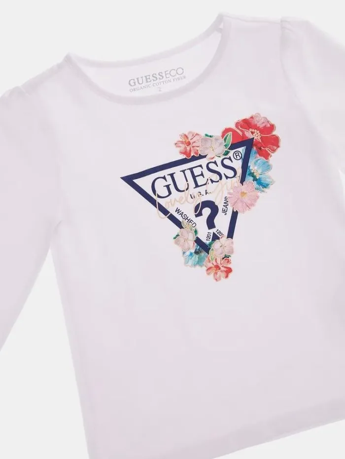Kids Front Triangle Logo Tshirt White Guess Tops And Tshirts