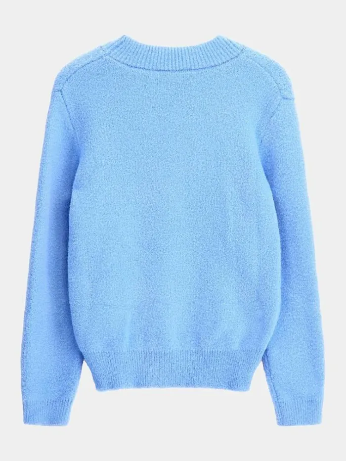 Kids Furry Logo Emboridery Sweater Light Blue Guess Knitwear And Sweatshirts
