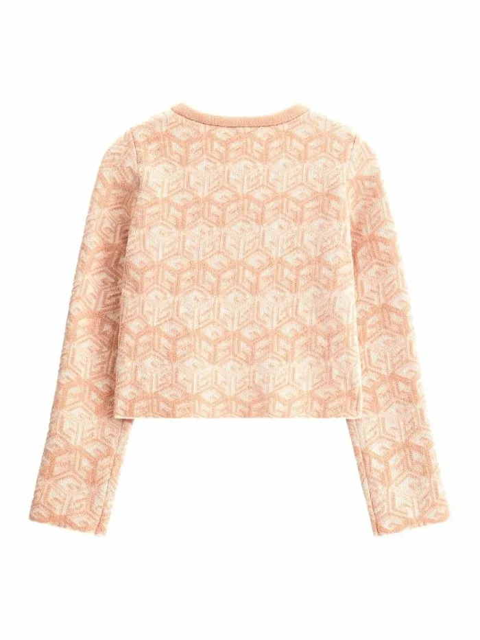 Kids G Cube Embossed Cardigan Pink Guess Knitwear And Sweatshirts