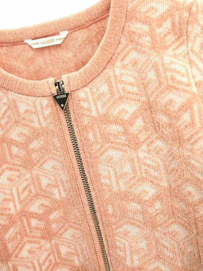 Kids G Cube Embossed Cardigan Pink Guess Knitwear And Sweatshirts