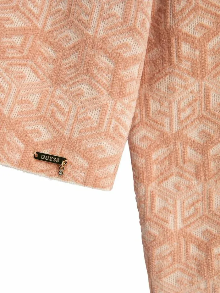 Kids G Cube Embossed Cardigan Pink Guess Knitwear And Sweatshirts