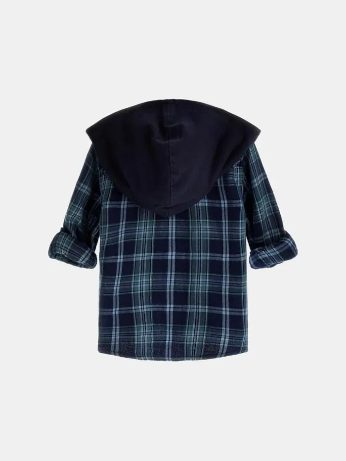 Kids Ghingham Check Denim Shirt Blue Multi Guess Tops And Tshirts