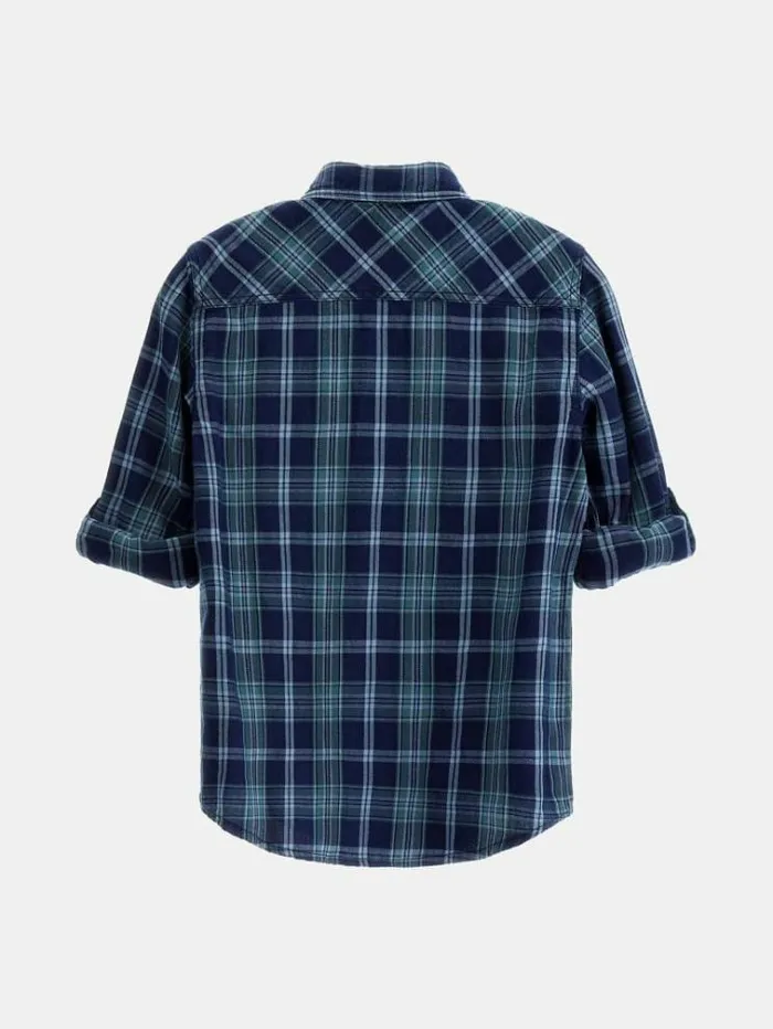 Kids Ghingham Check Shirt Blue Multi Guess Tops And Tshirts