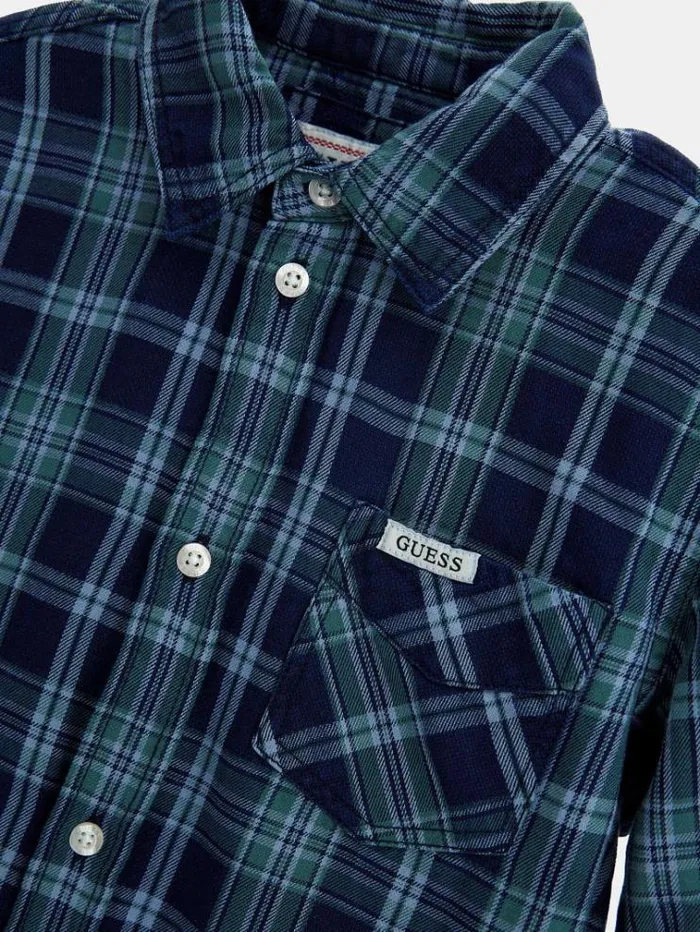 Kids Ghingham Check Shirt Blue Multi Guess Tops And Tshirts