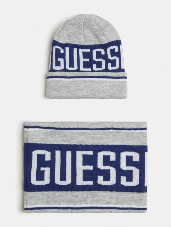 Kids Hat And Scarf Set Grey Multi Guess Bags And Accessories