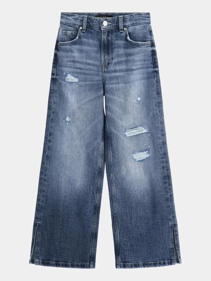 Kids High Rise Flare Denim Pant Blue Guess Trousers And Skirts