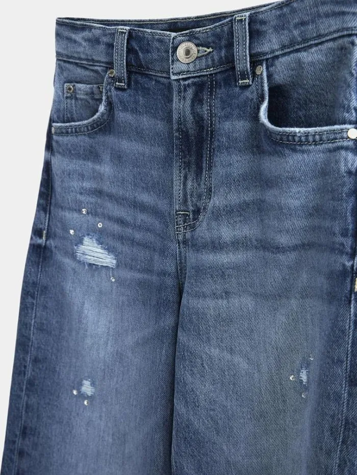 Kids High Rise Flare Denim Pant Blue Guess Trousers And Skirts